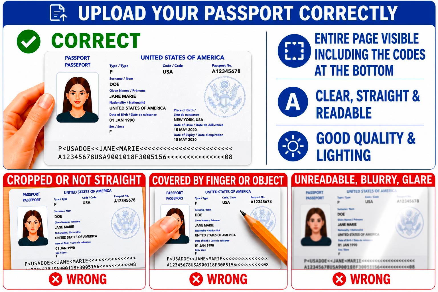 Passport photo upload guide